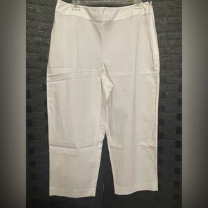 Vintage Rafaella White Stretch Crop Pants Capris Inseam 23" Side Zip Size 14